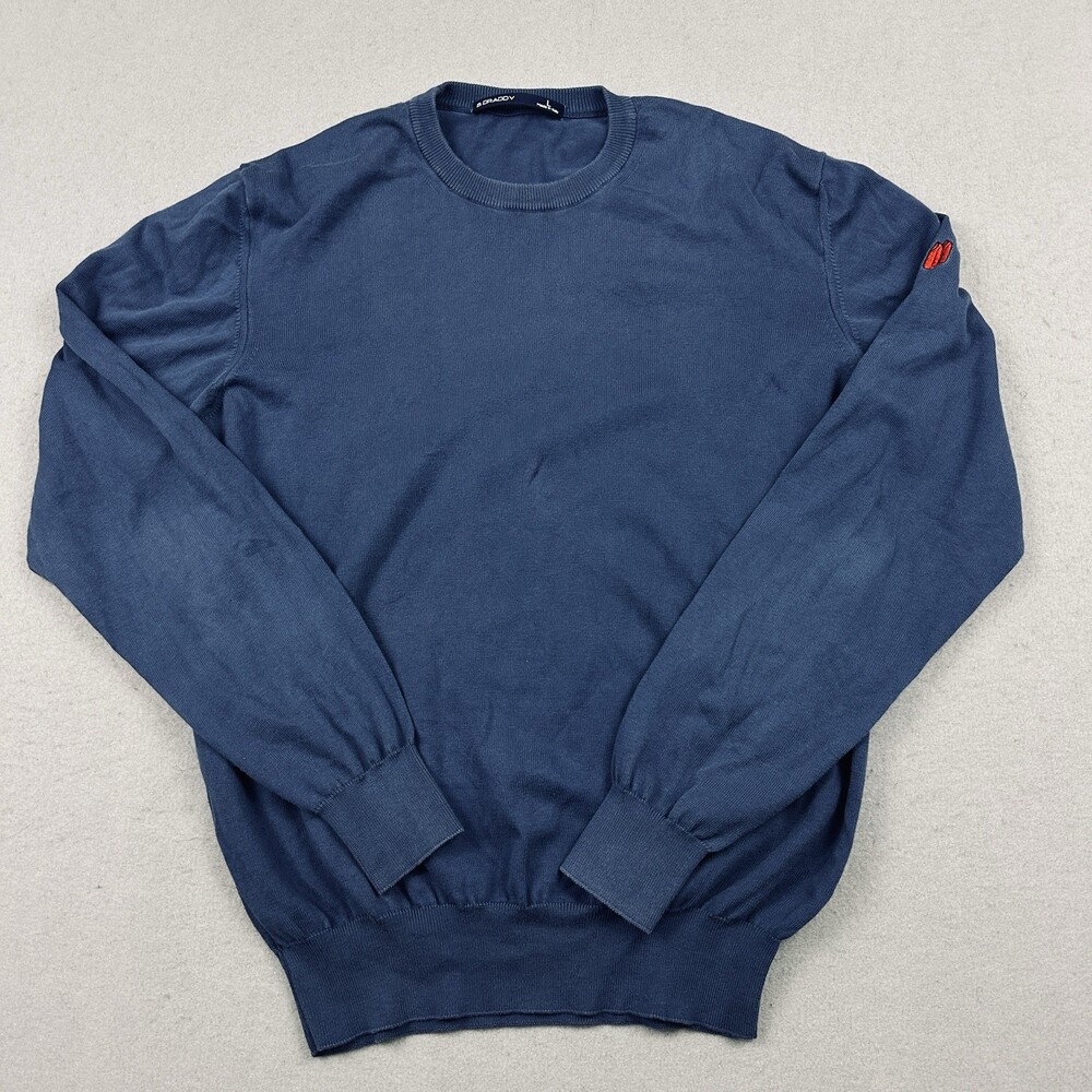 B. Draddy Sweater Men Large Blue Solid Crewneck Pullover Knit Golf L